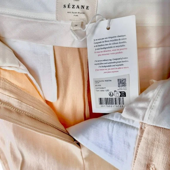✨ NEW WITH TAGS ✨SÉZANE ~ Martin Crop Trousers in Cream Size 34 (US 2) ✨ - Picture 7 of 10